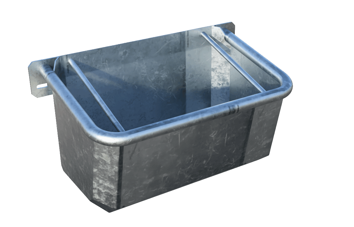 Galvanised Feed Bowl with Anti-Spill Bar