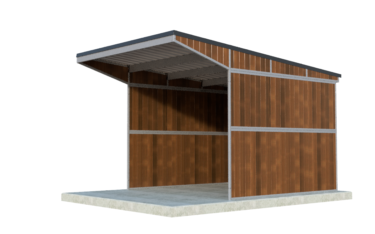 Shelter Stable with Lean-To Roof – Multiple Sizes